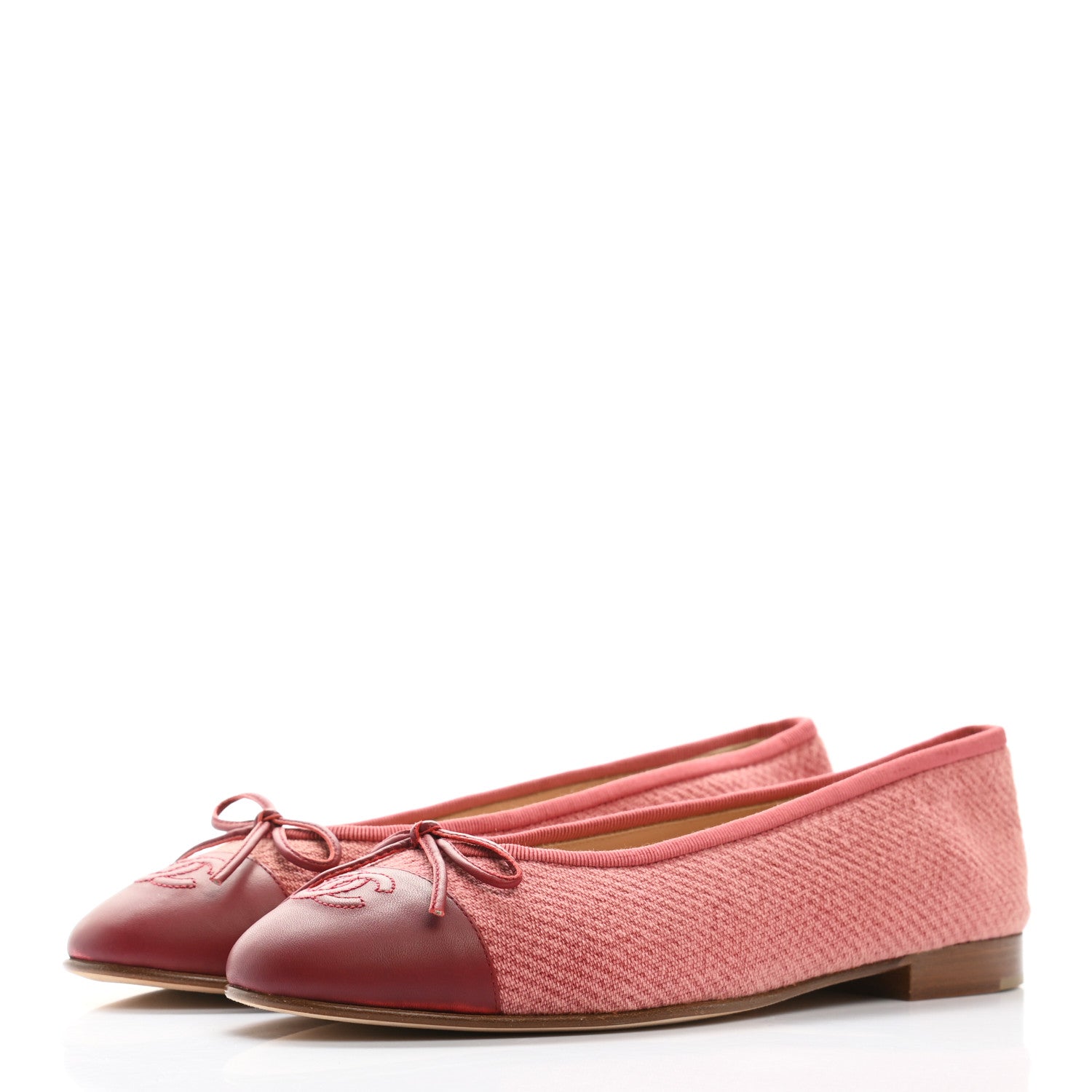 Chanel Fabric Lambskin Cap Toe Ballerina Flats 40 Rouge Borde 3 of 10