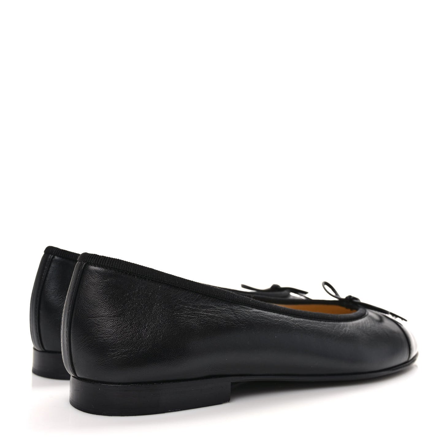 Lambskin Patent CC Cap Toe Ballerina Flats 38 Black