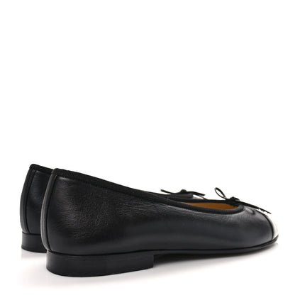 Chanel Lambskin Patent CC Cap Toe Ballerina Flats 38 Black 4 of 8