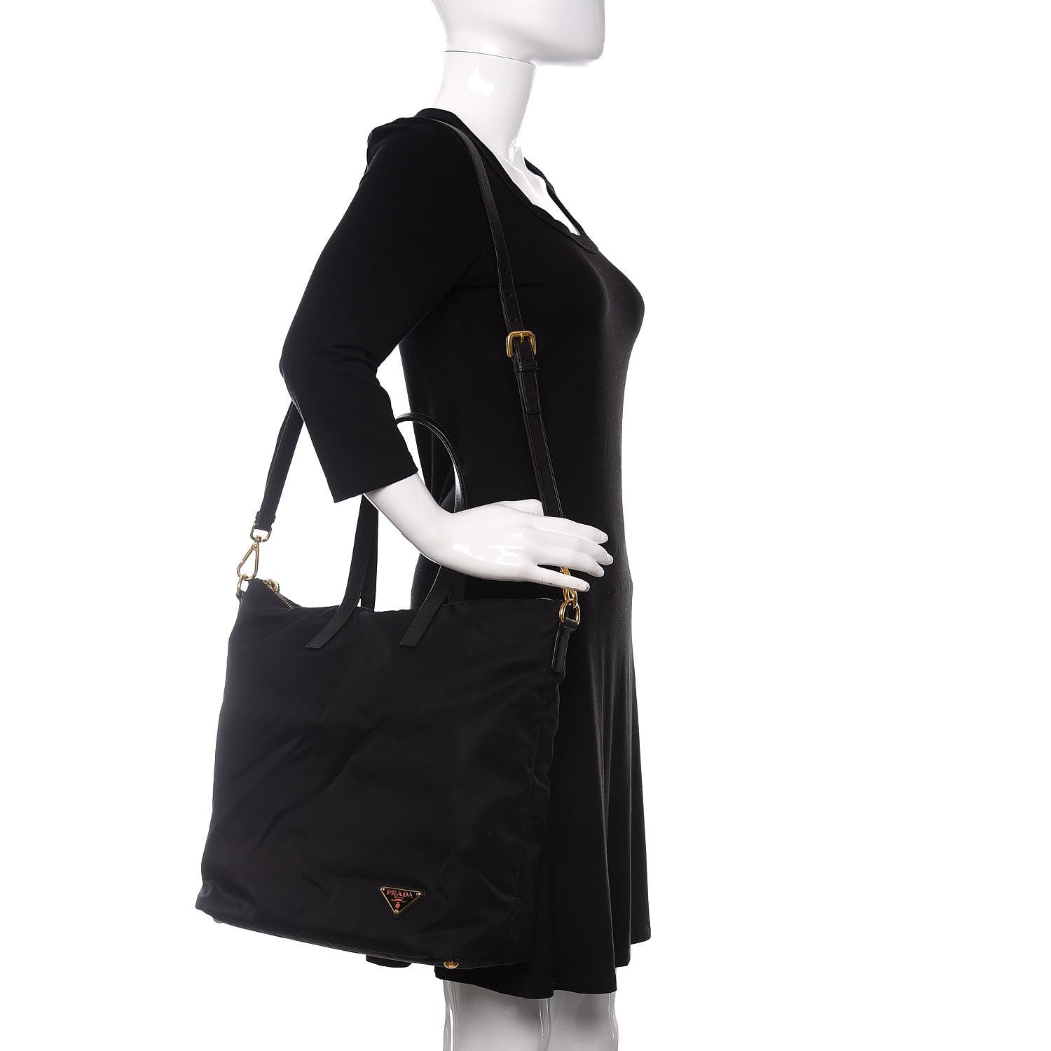 Prada Tessuto Nylon Saffiano Shopping Tote Black 2 of 9