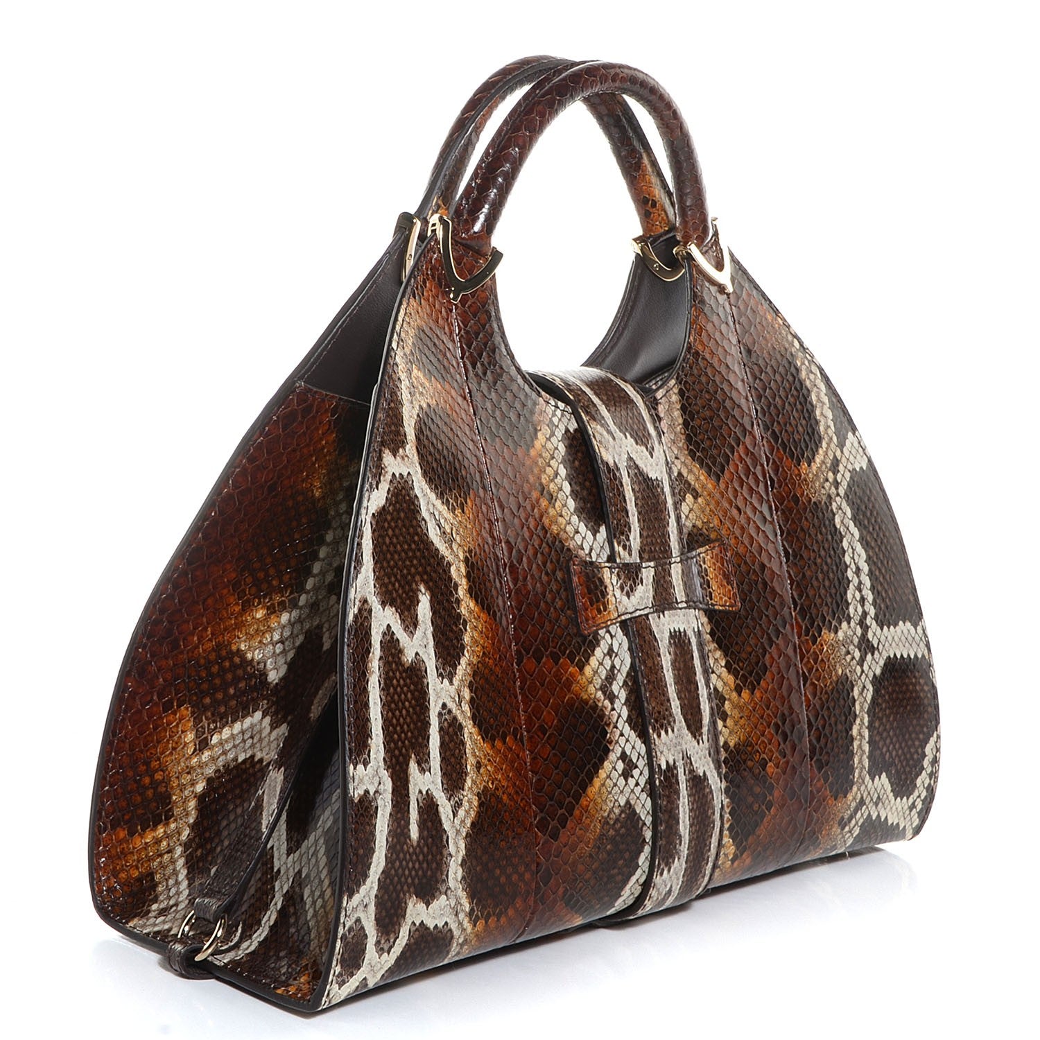 Gucci Python Stirrup Medium Top Handle Bag Brown 3 of 8