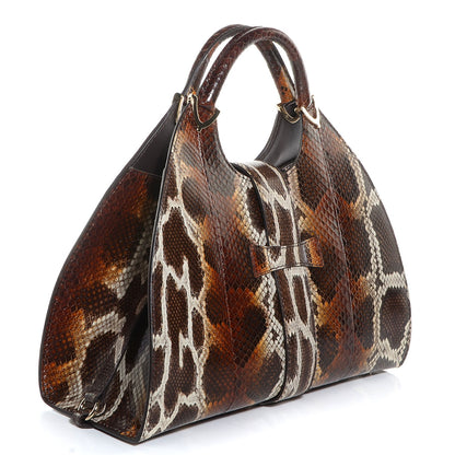 Gucci Python Stirrup Medium Top Handle Bag Brown 3 of 8