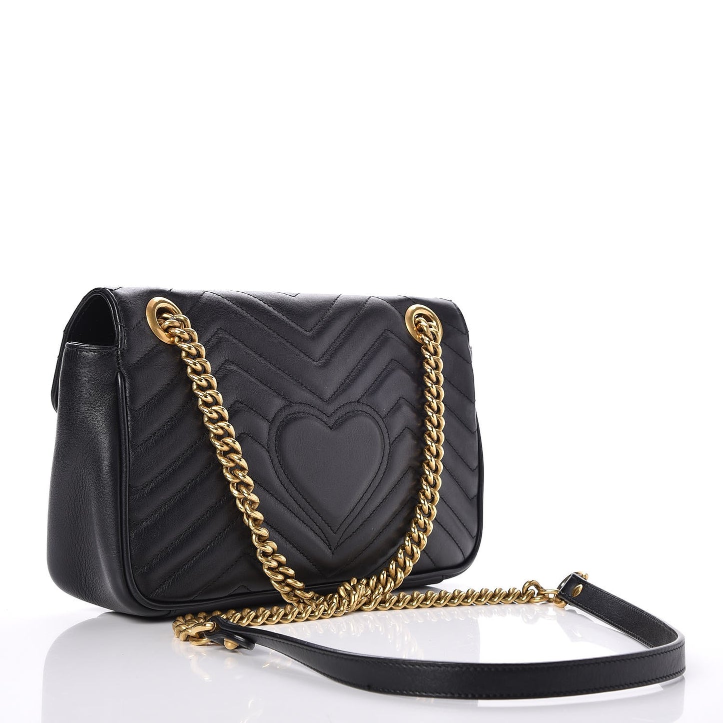 Calfskin Matelasse Small GG Marmont Shoulder Bag Black