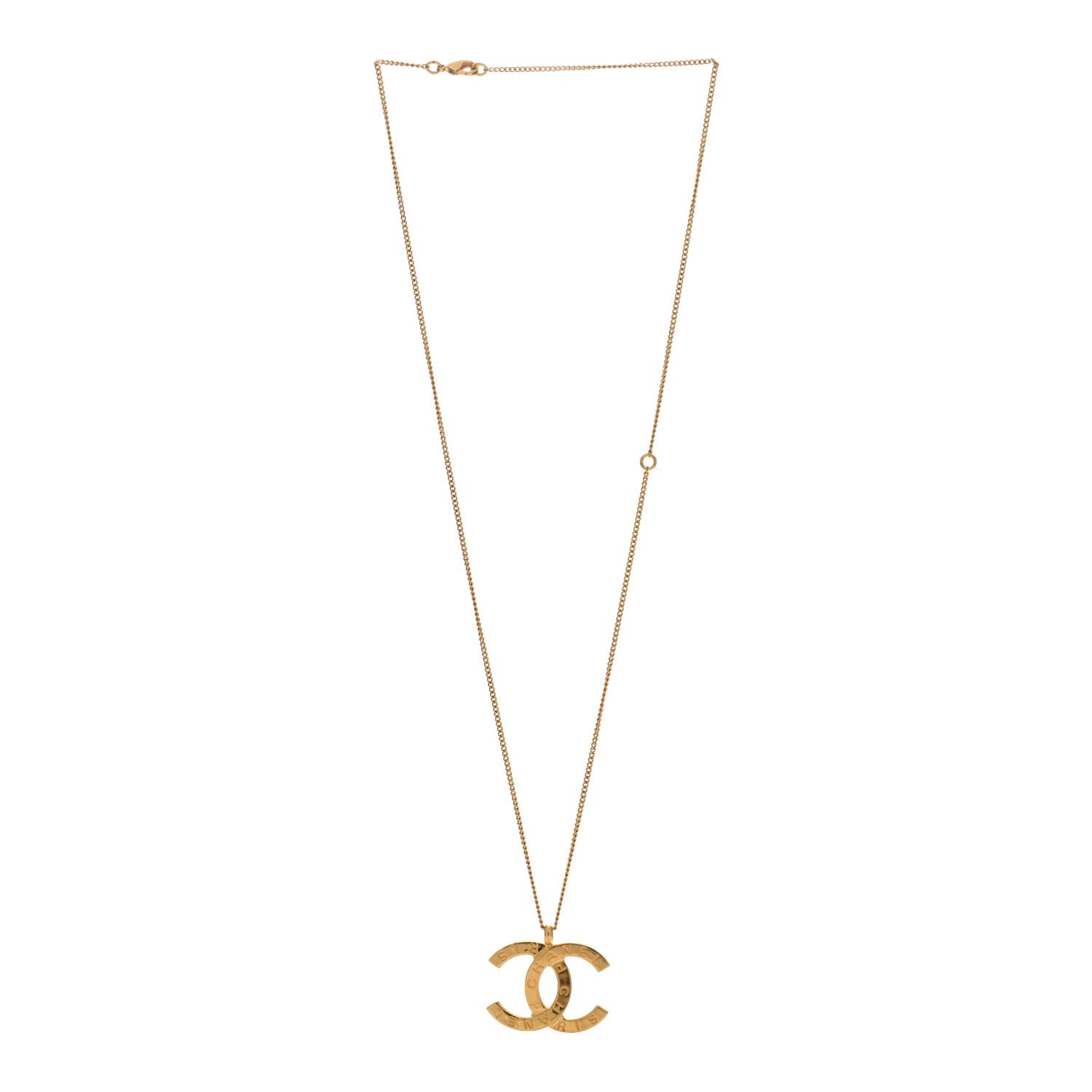 Chanel Metal CC Paris Button Necklace Gold 2 of 4