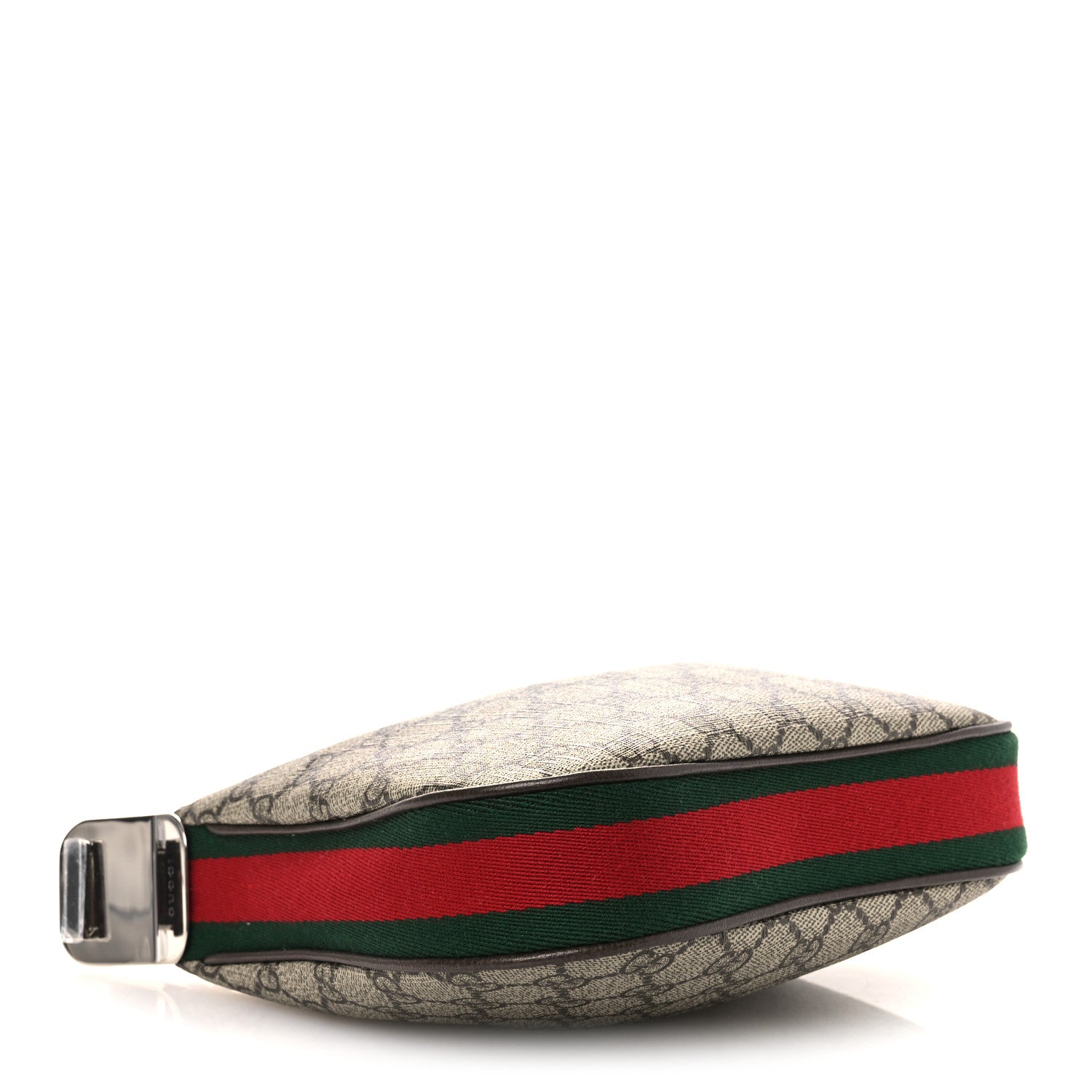Gucci GG Supreme Monogram Textured Dollar Calfskin Web Small Attache Shoulder Bag Beige Ebony New Acero 4 of 11