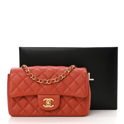 Chanel Pearly Caviar Quilted Mini Rectangular Flap Orange 11 of 11