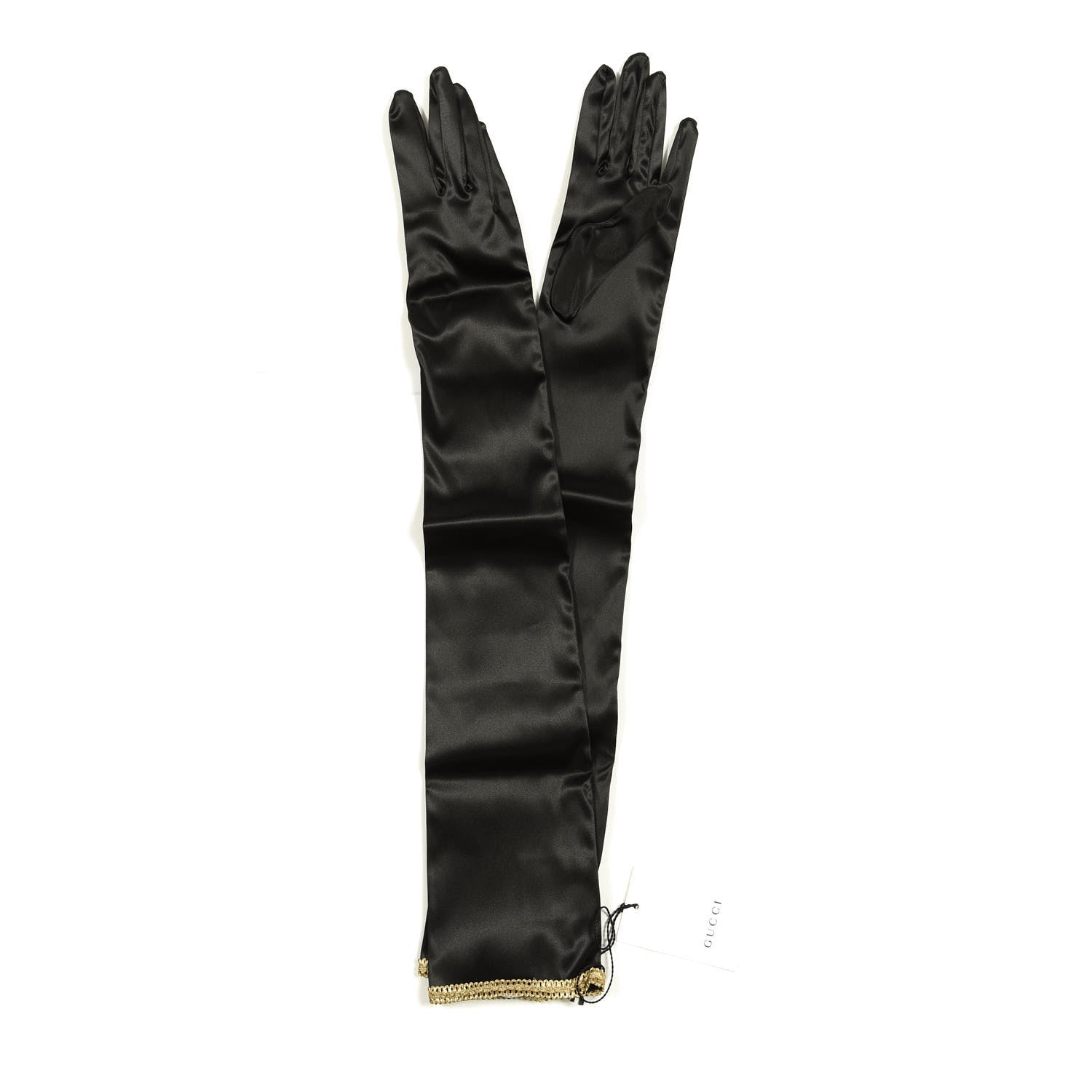 Gucci Satin Stretch Anika Gloves S Black 2 of 3