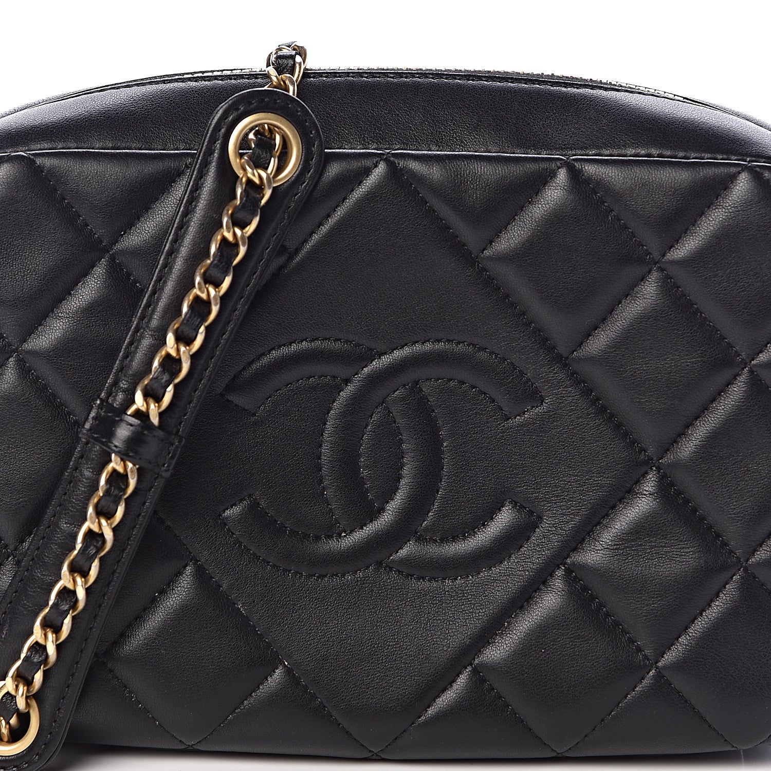 Chanel Lambskin Quilted Small Diamond CC Camera Case Black 11 of 11