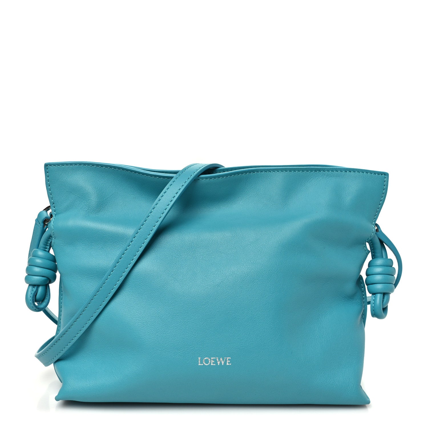 Loewe Calfskin Mini Flamenco Knot Clutch Deep Turquoise 1927349
