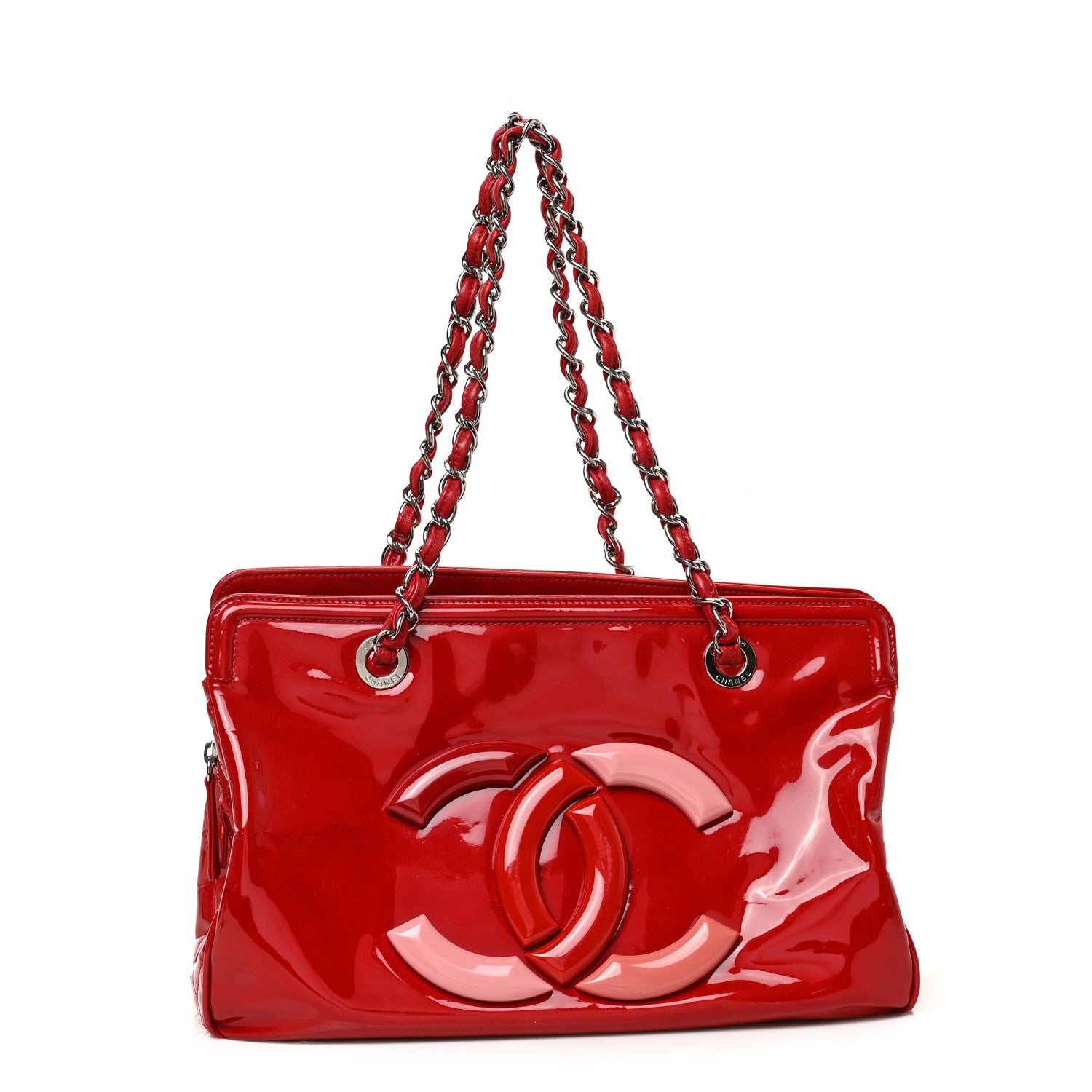 Chanel Vinyl Lipstick Ligne Tote Red 1 of 11