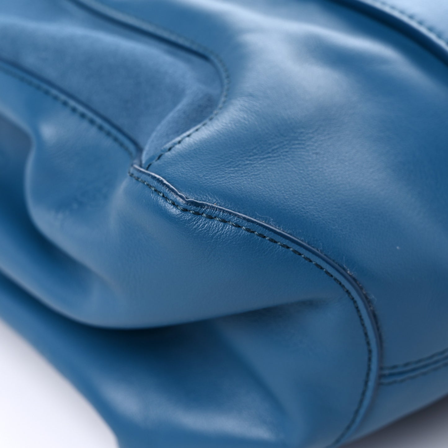 Smooth Calfskin Rose Embroidered Tao Zipped Tote Blue
