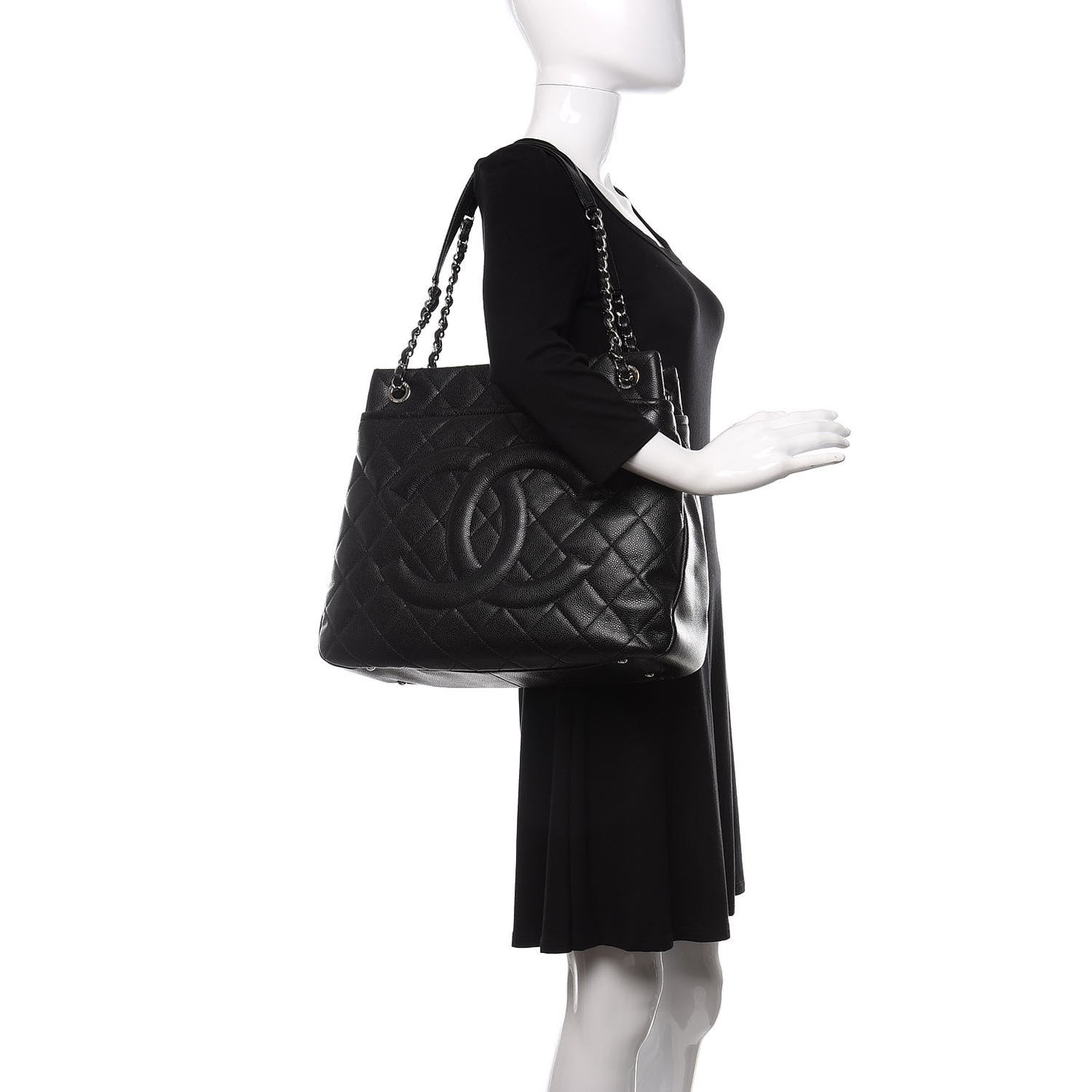 Caviar Quilted Timeless CC Soft Tote Black