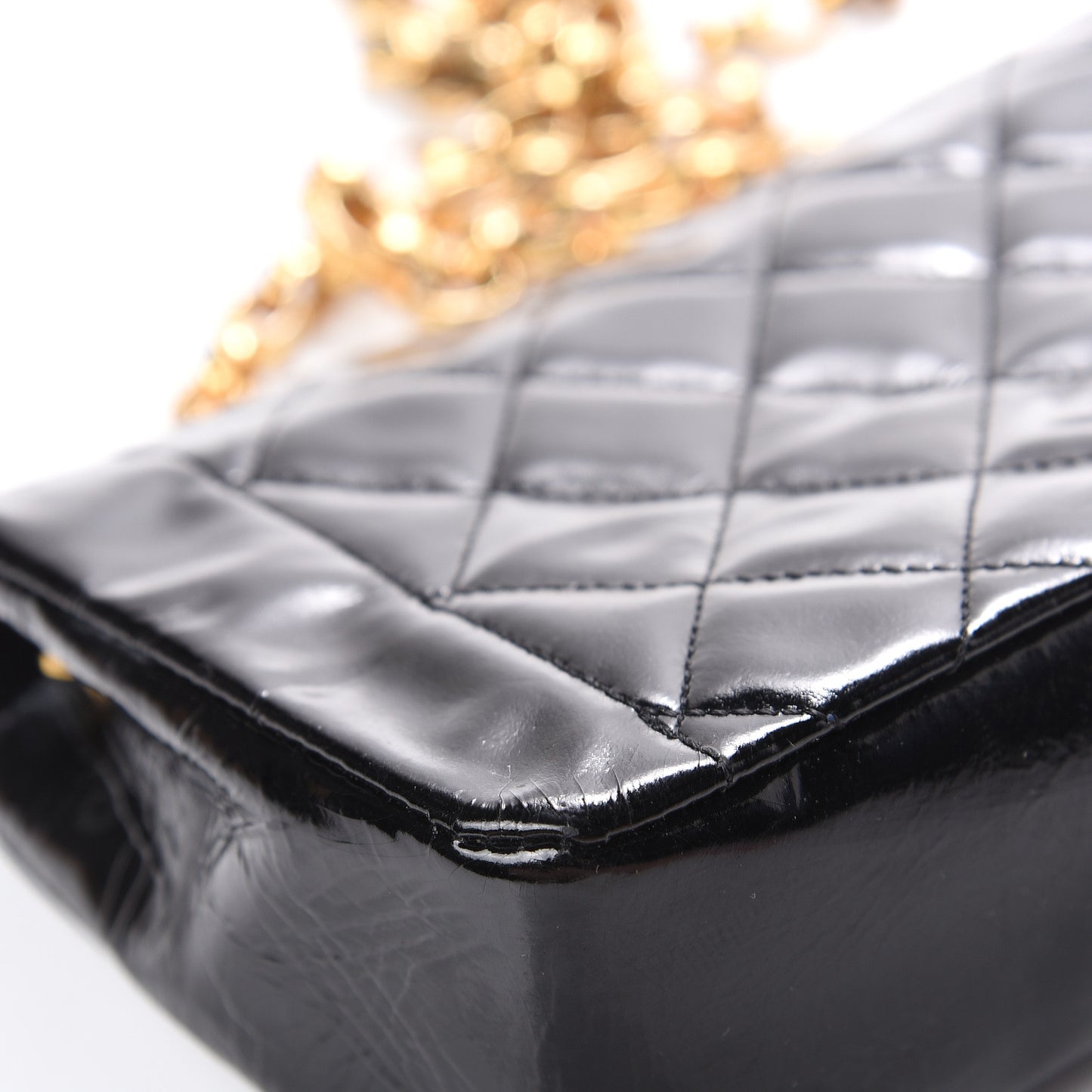 Patent Quilted Extra Mini Rectangular Flap Black