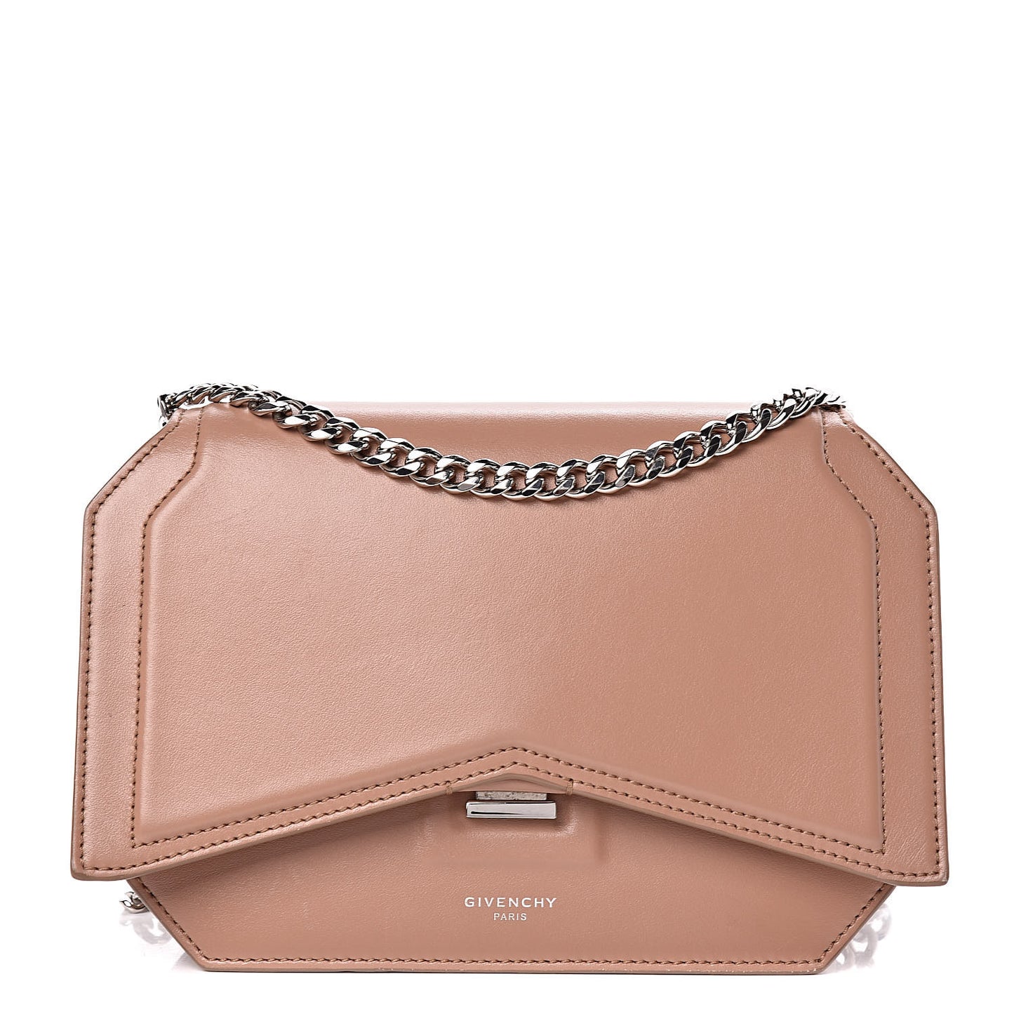 Calfskin Bow Cut Chain Wallet Old Pink