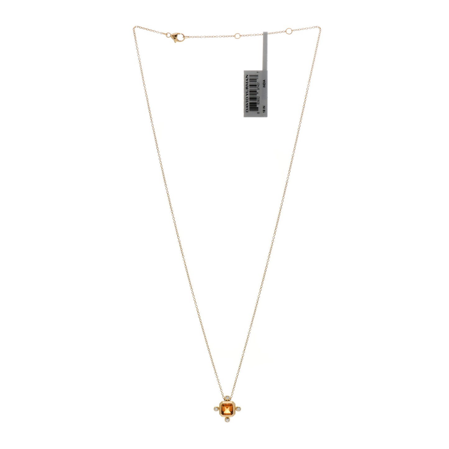18K Yellow Gold Diamond Madeira Citrine Novella Pendant Necklace
