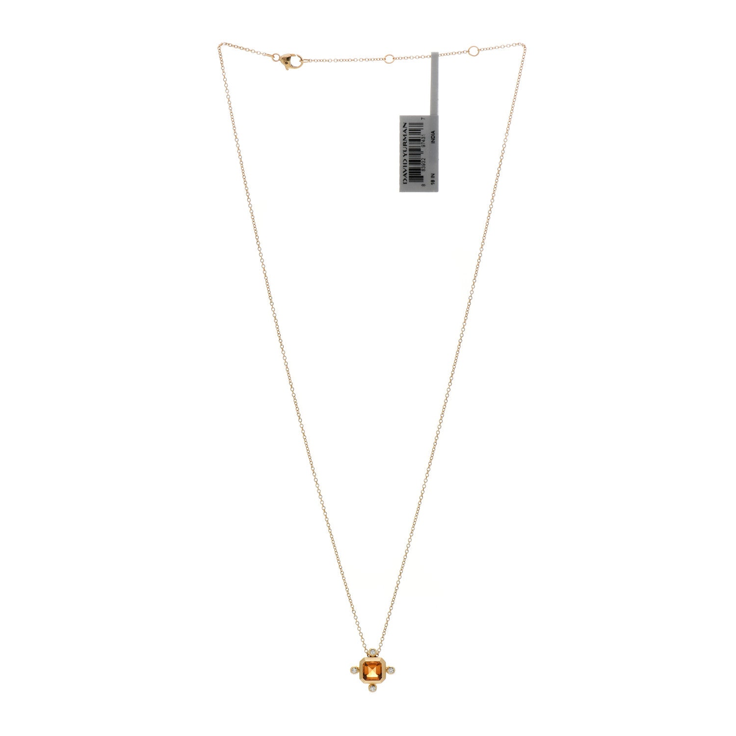 David Yurman 18K Yellow Gold Diamond Madeira Citrine Novella Pendant Necklace 2 of 4