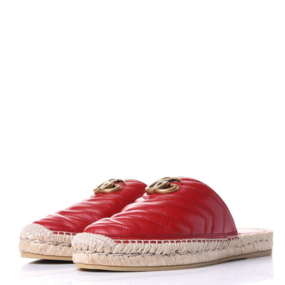 Gucci Nappa Matelasse GG Marmont Espadrille Slippers 40 Hibiscus Red 3 of 11
