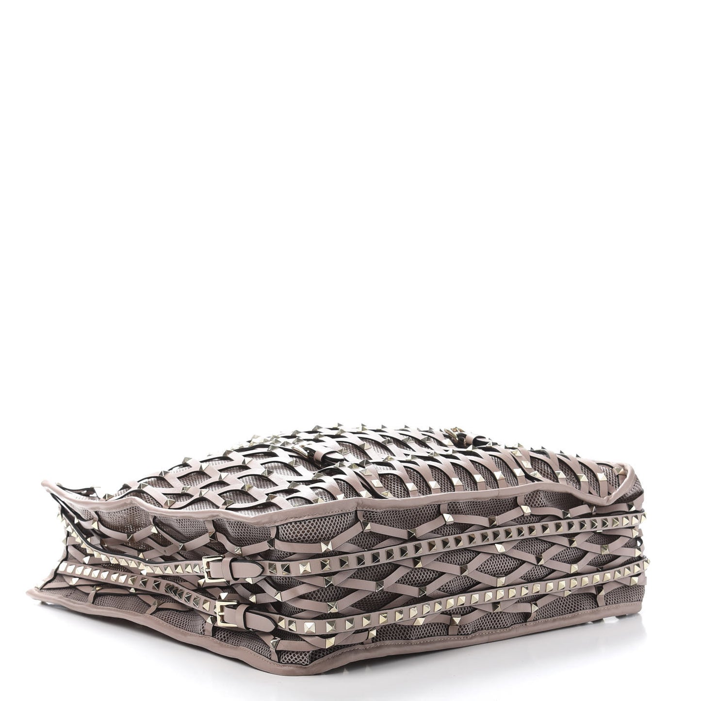 Vitello Lattice Mesh Rockstud Shopper Tote Poudre