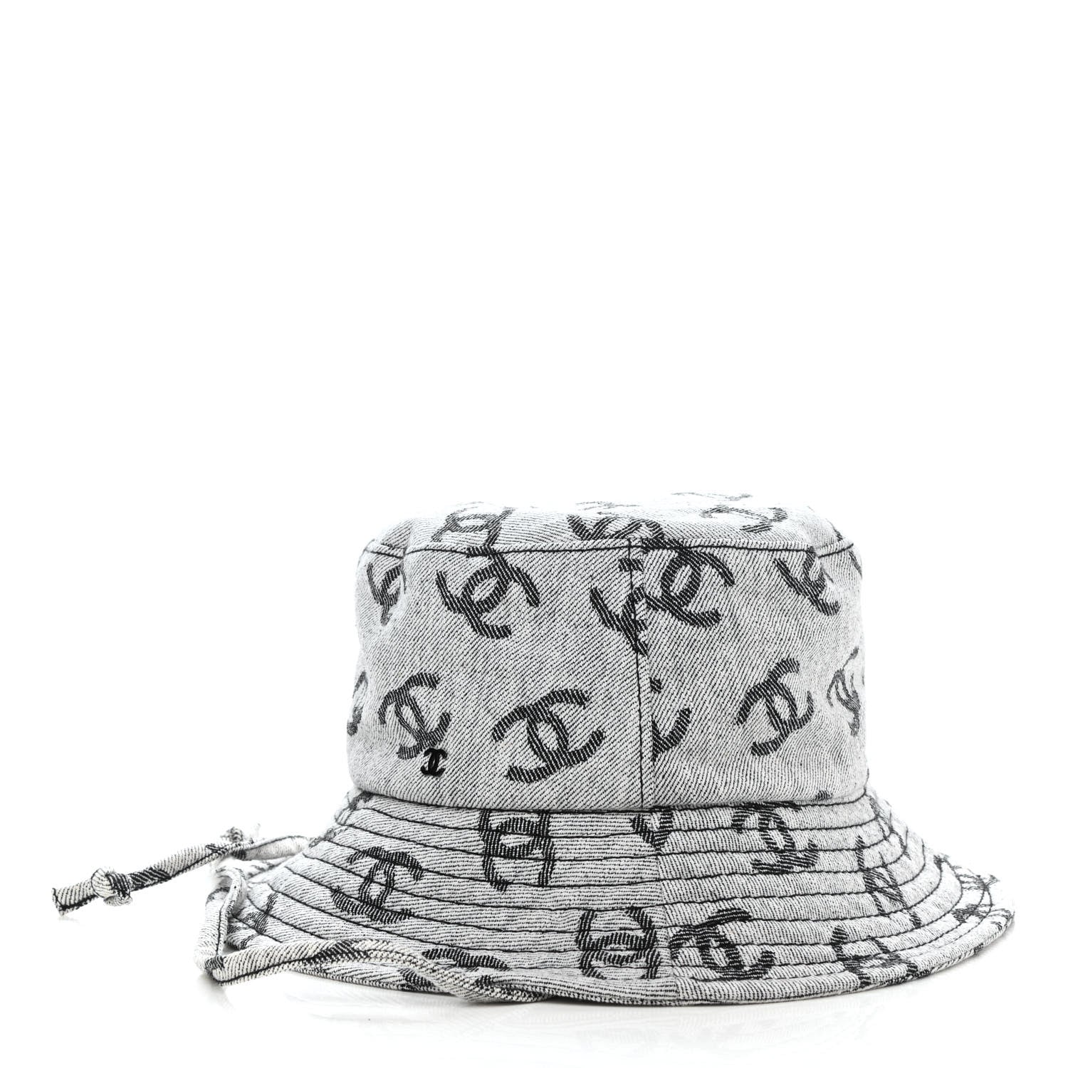 Chanel Denim CC Bucket Hat M White Black 4 of 8
