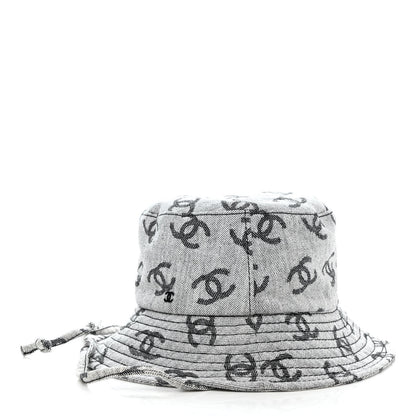 Chanel Denim CC Bucket Hat M White Black 4 of 8