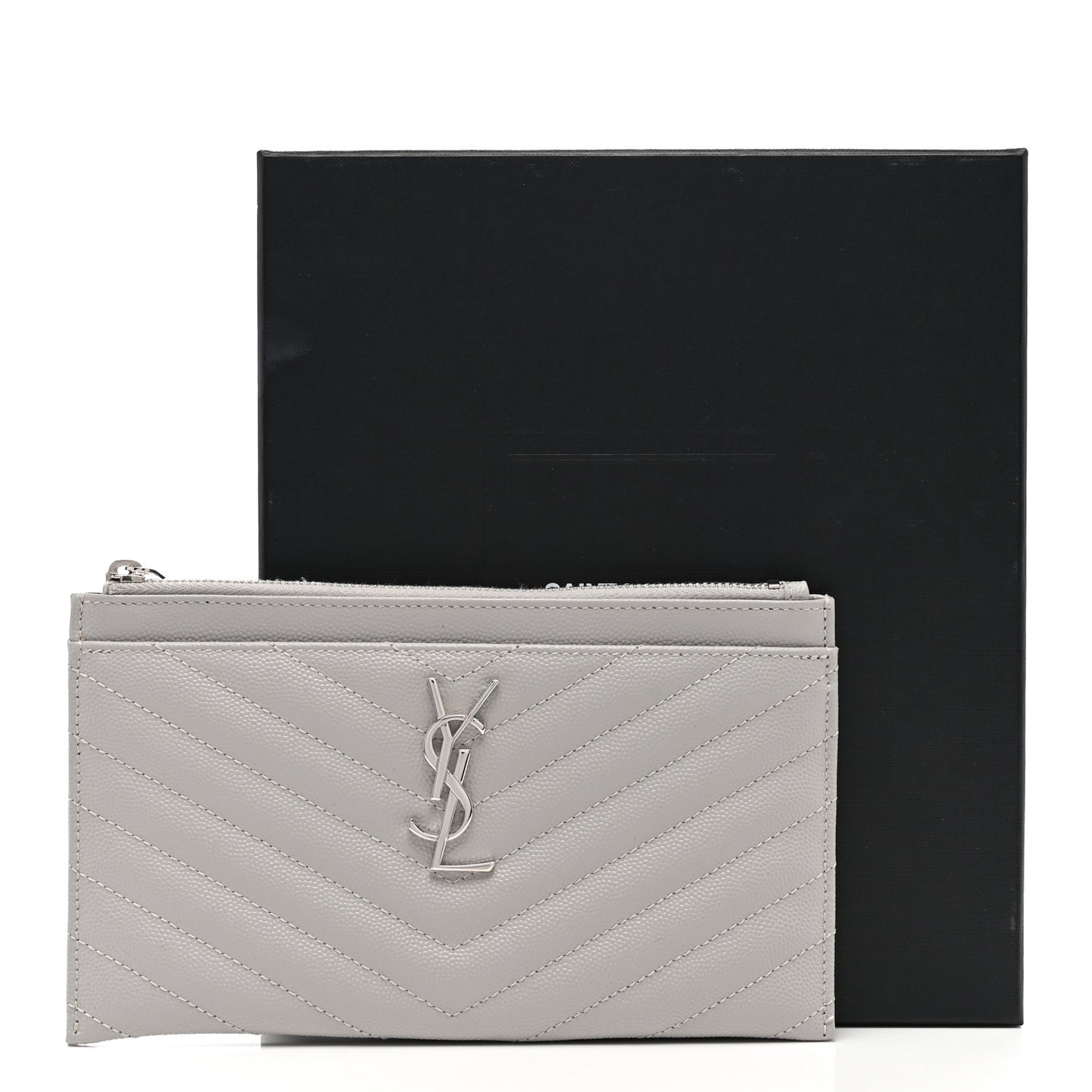Grain De Poudre Chevron Monogram Bill Pouch Granite