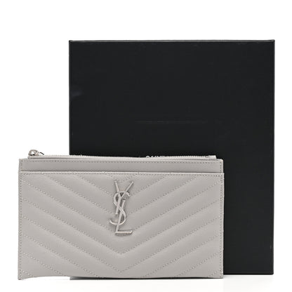 Saint Laurent Grain De Poudre Chevron Monogram Bill Pouch Granite 8 of 8