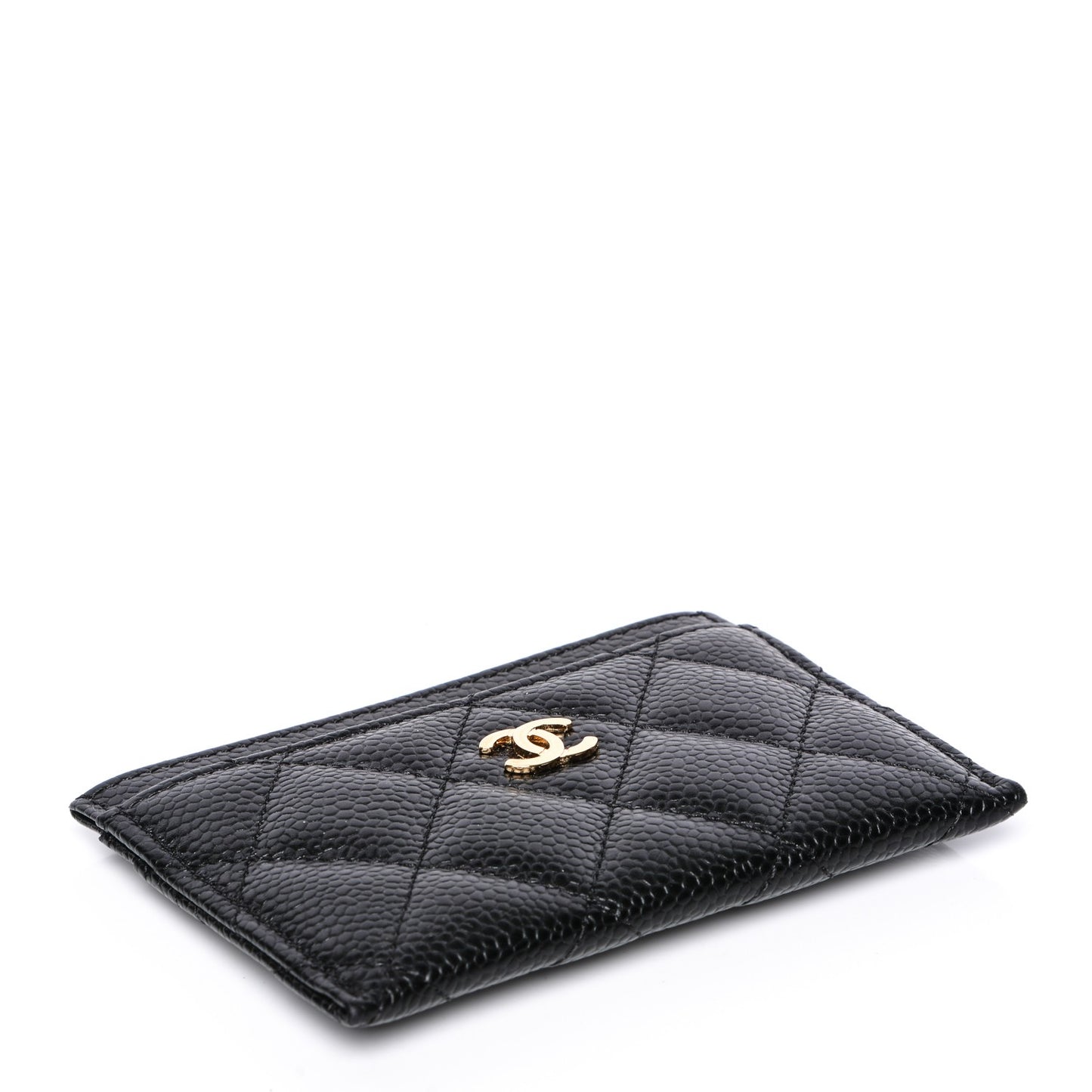 Caviar Quilted Card Holder Black