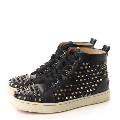 Christian Louboutin Calfskin Womens Louis Spikes Flat Sneakers 37 Black Multi 3 of 9