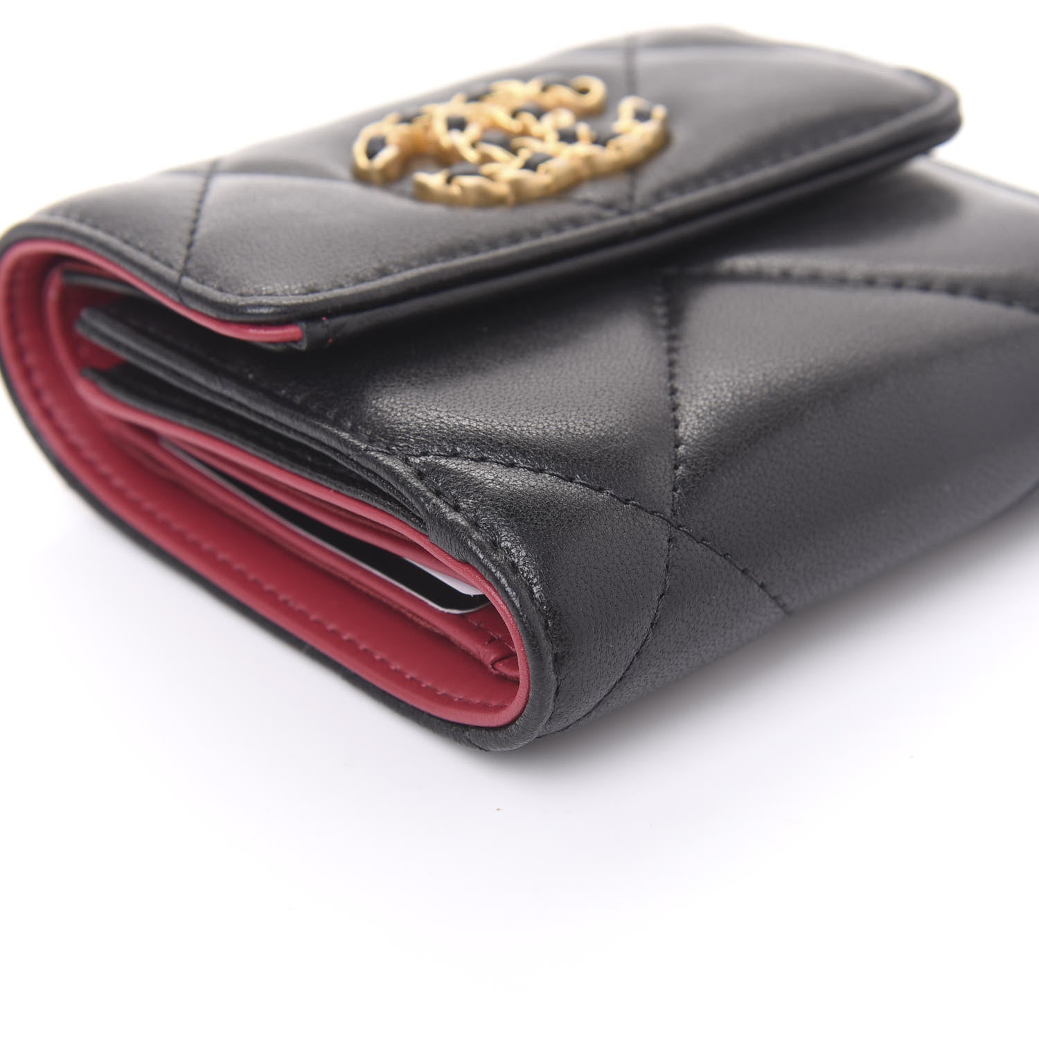 Chanel Lambskin Quilted 19 Small Flap Wallet Black 6 of 11