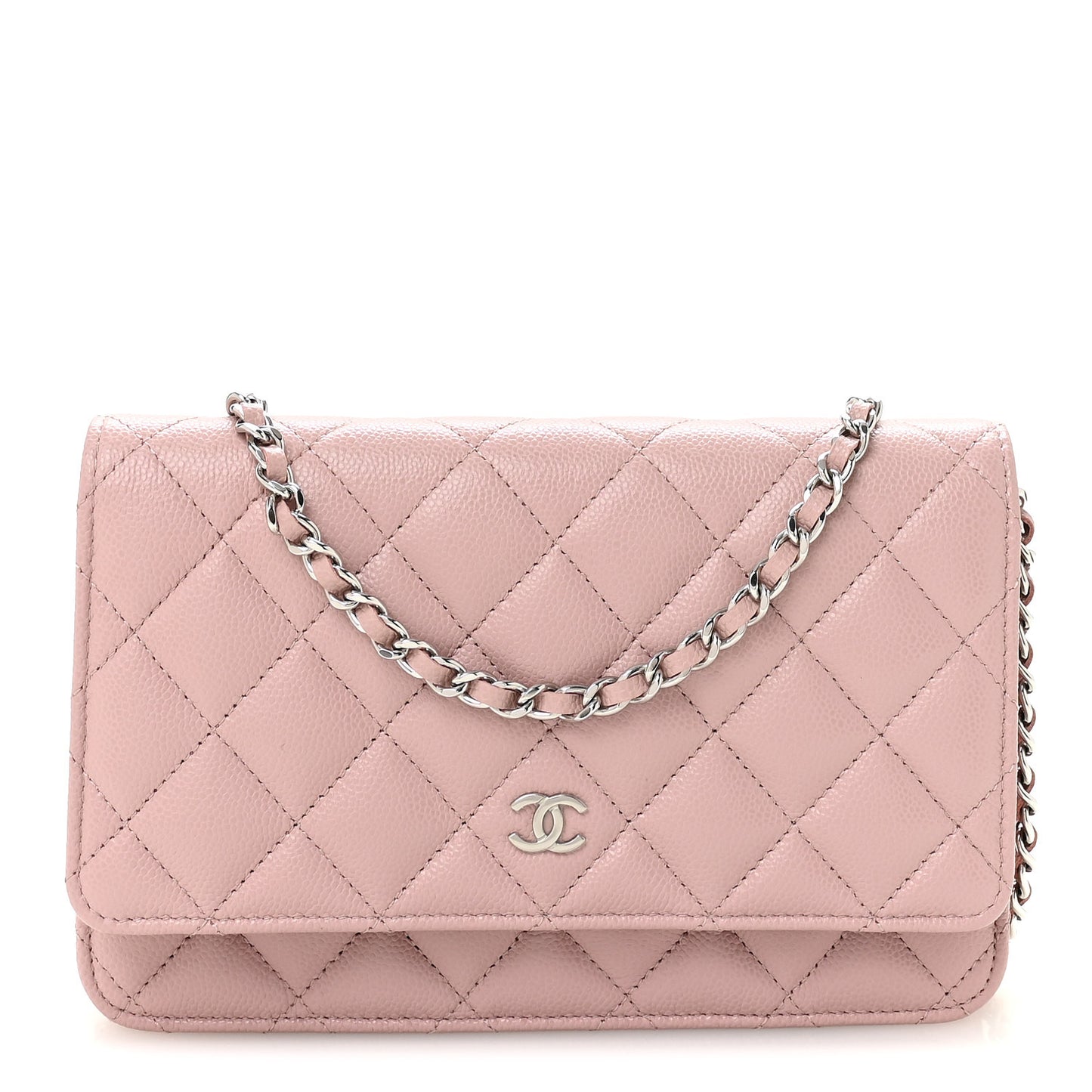 Caviar Quilted Wallet on Chain WOC Light Pink