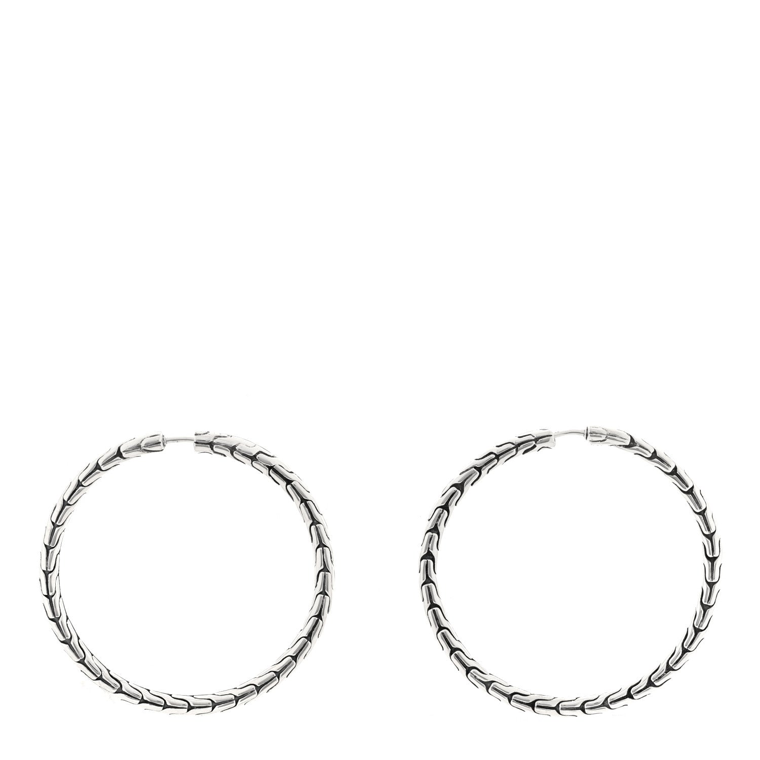John Hardy Sterling Silver Medium Classic Chain Hoop Earrings 3 of 4