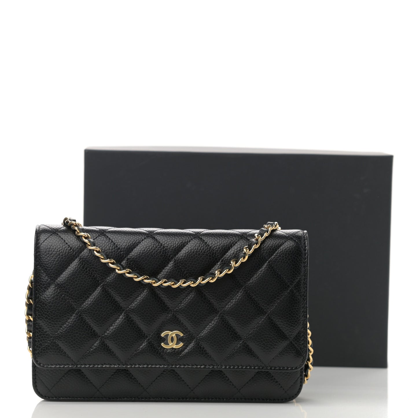 Caviar Quilted Wallet On Chain WOC Black