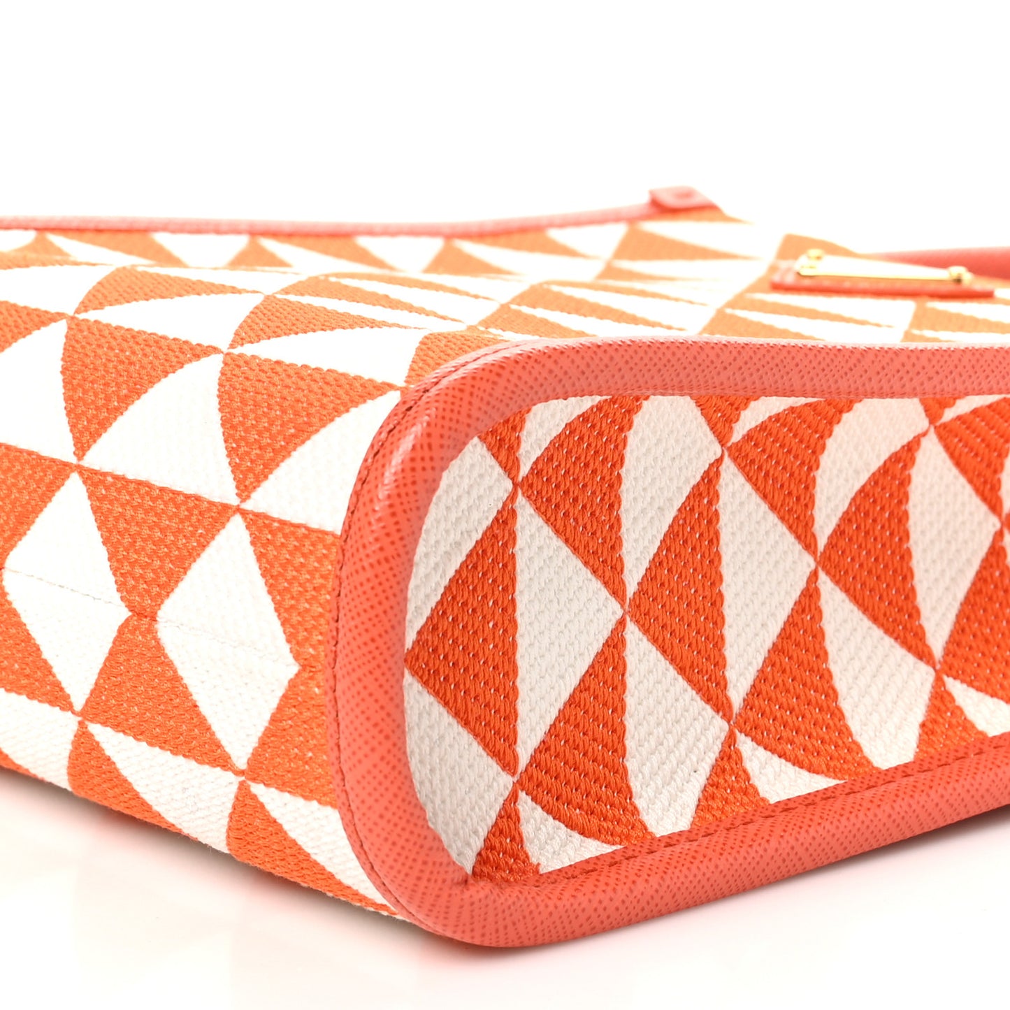 Jacquard Saffiano Triangolo Symbole Embroidered Micro Tote Orange White