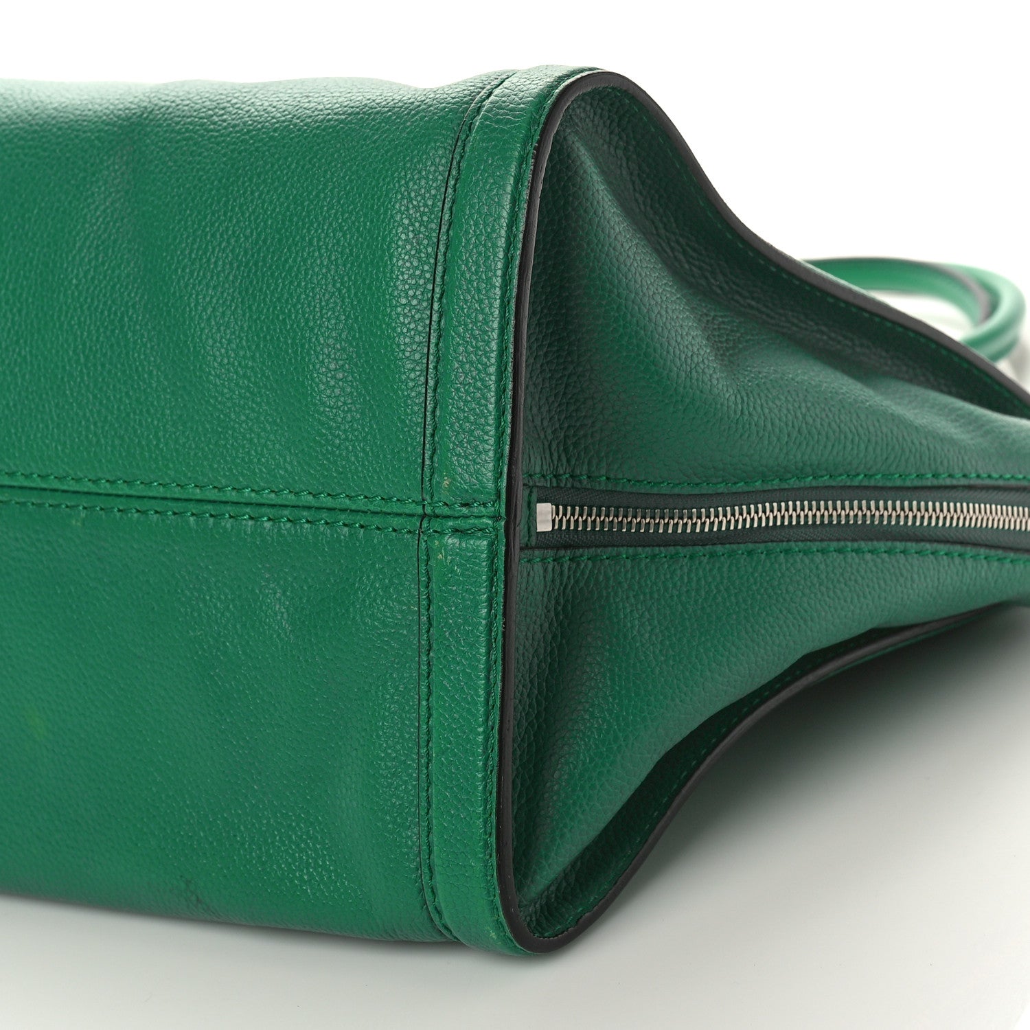 Alexander McQueen Pebbled Calfskin Large Skull Padlock Zip Around Tote Emerald 8 of 8