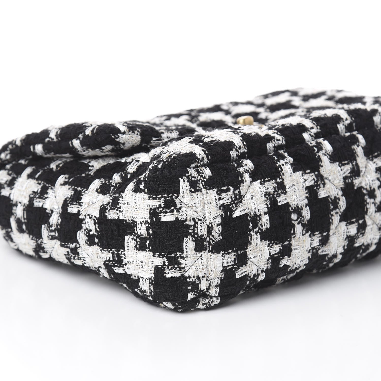 Chanel Tweed Quilted Medium 19 Flap Black Ecru White 8 of 9