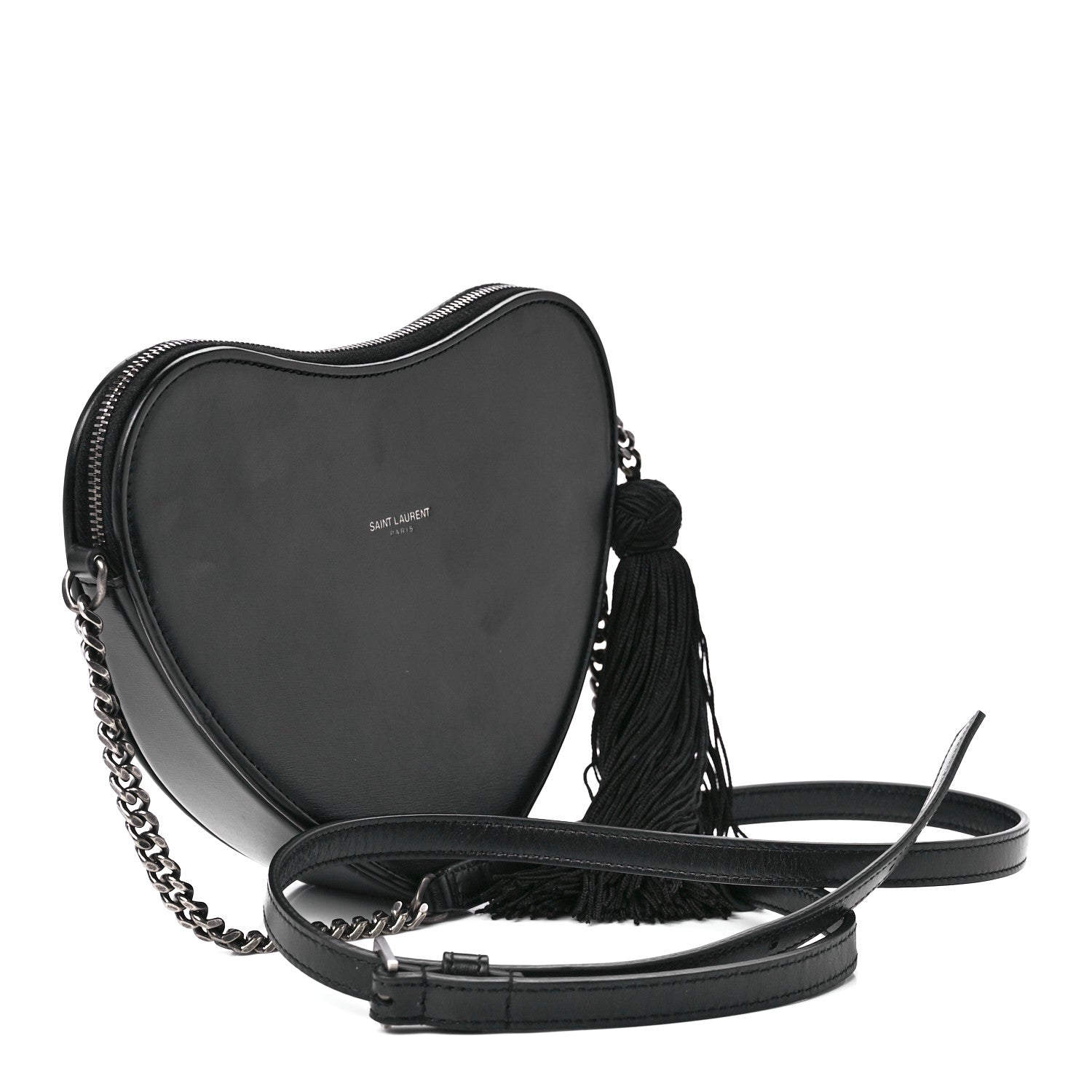 Saint Laurent Calfskin Heart Monogram Crossbody Black 2 of 12