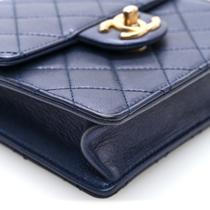 Chanel Iridescent Lambskin Quilted Chic Pearls Flap Navy Blue 9 of 10
