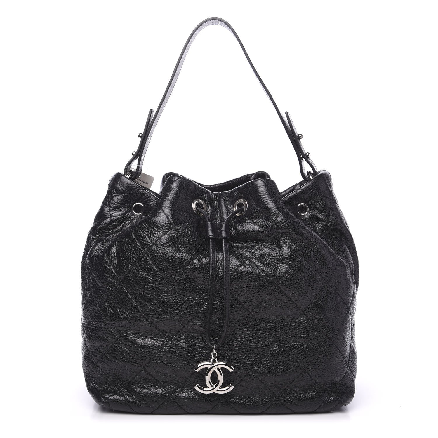 Chanel Glazed Calfskin On The Road Drawstring Tote Black 1 of 9