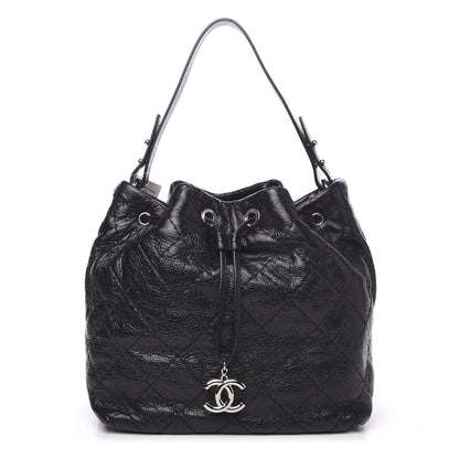 Chanel Glazed Calfskin On The Road Drawstring Tote Black 1 of 9