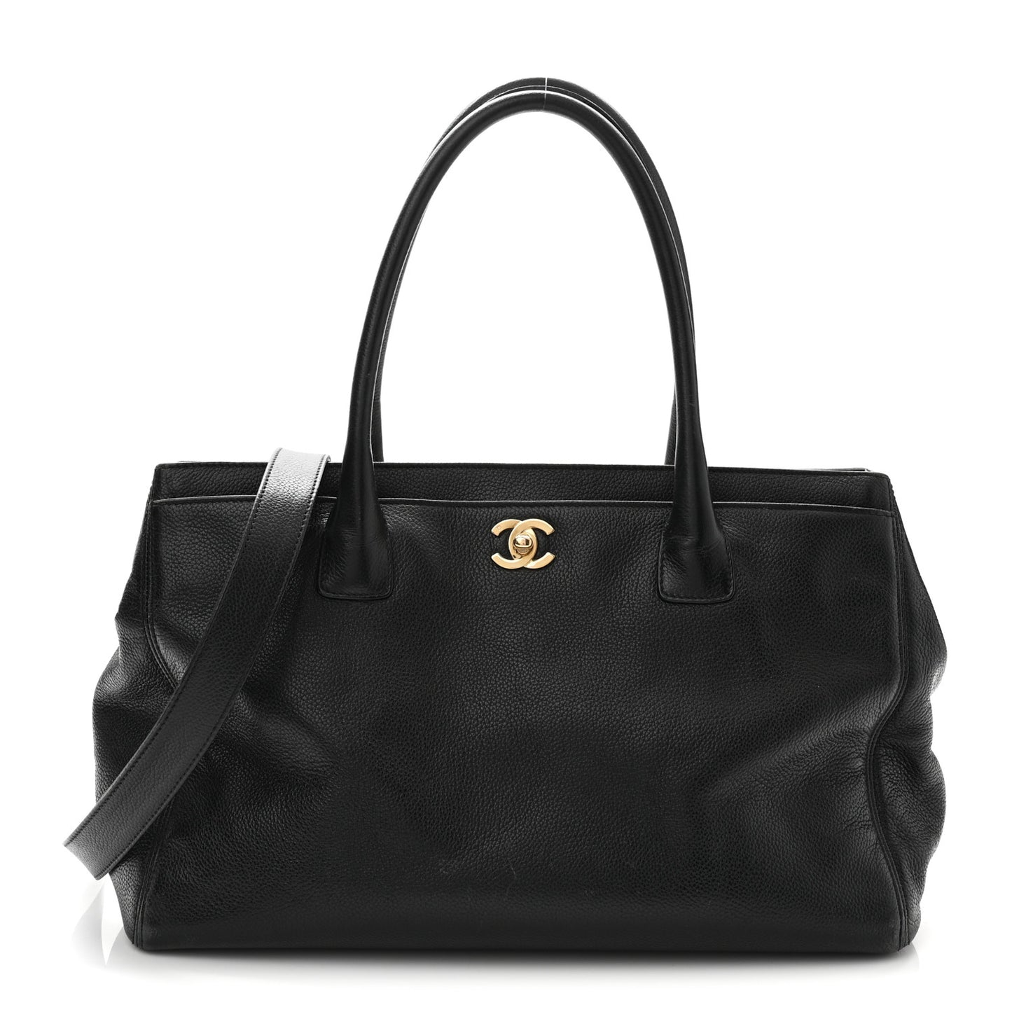Calfskin Cerf Executive Shopper Tote Black
