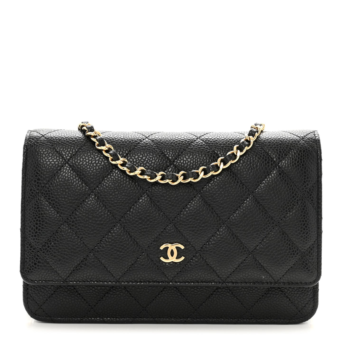 Caviar Quilted Wallet on Chain WOC Black