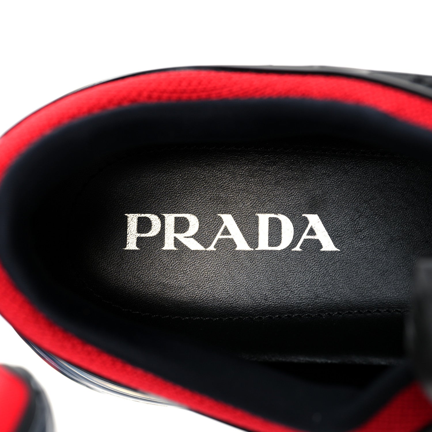 Prada Rubber Knit Fabric Mens Cloudbust Air Sneakers 10 Black Red 7 of 10