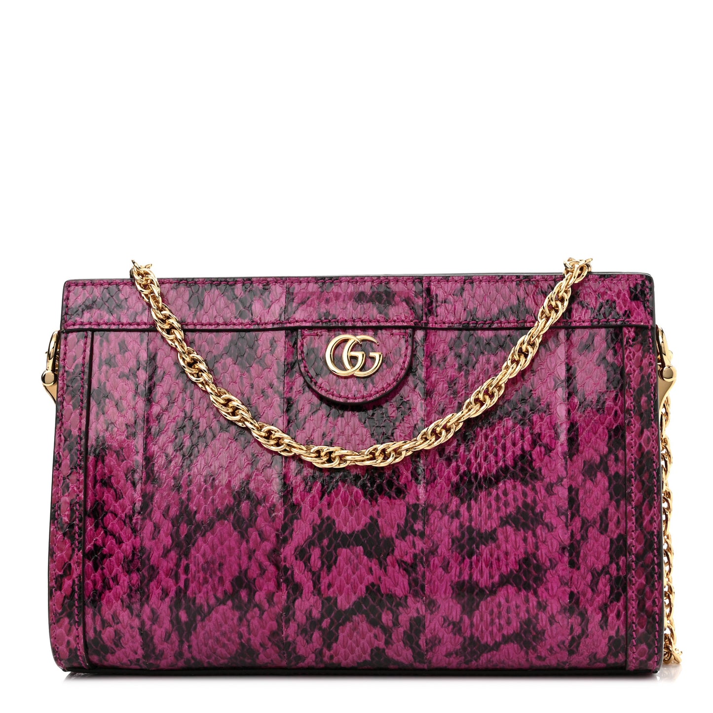 Snakeskin GG Small Ophidia Chain Shoulder Bag Pink