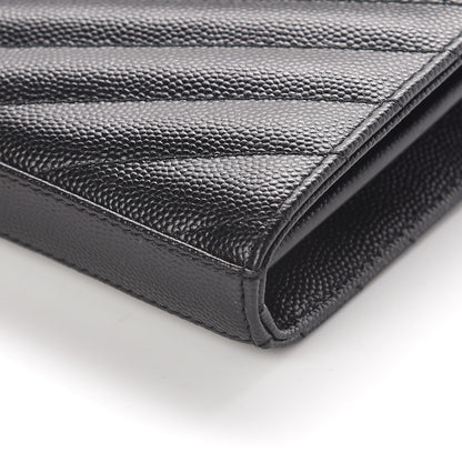 Saint Laurent Grain De Poudre Matelasse Chevron Monogram Chain Wallet Black 9 of 10