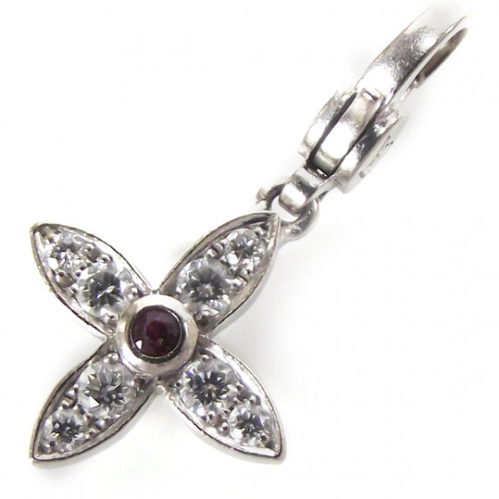 Louis Vuitton 18k Gold Diamond Ruby Fleur Pendant 1 of 3