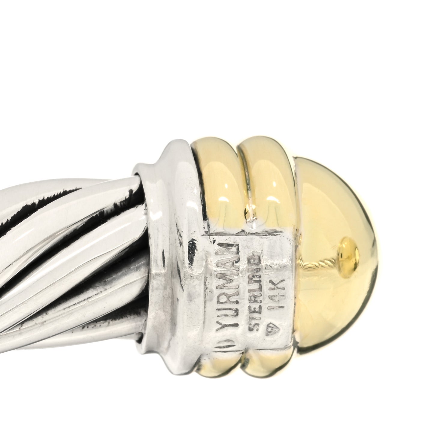 Sterling Silver 14K Yellow Gold 10mm Cable Classics Bracelet
