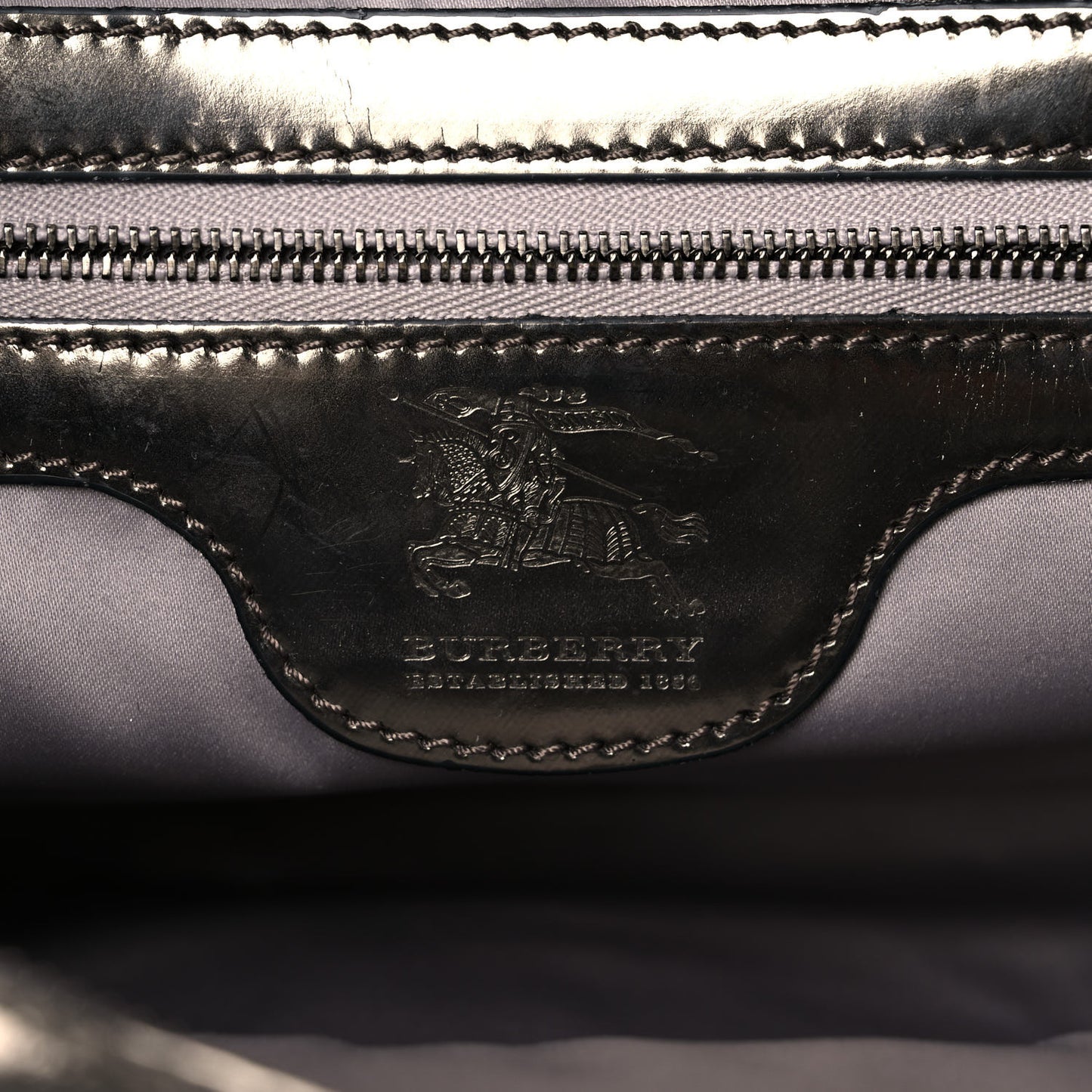 Metallic Patent House Check Sliced Large Manor Tote Pewter