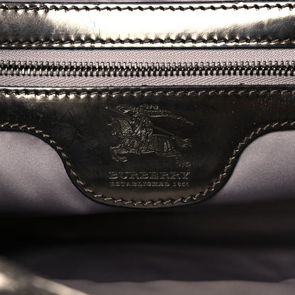 Burberry Metallic Patent House Check Sliced Large Manor Tote Pewter 6 of 22