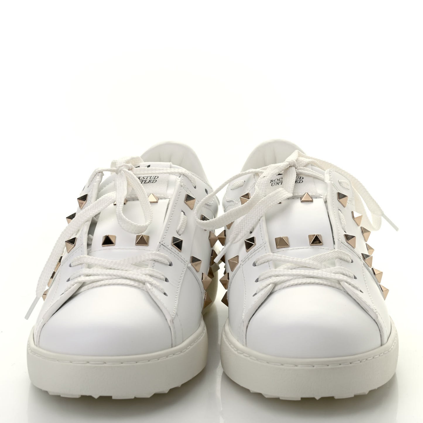 Calfskin Mens Rockstud Untitled Open Sneakers 42 White