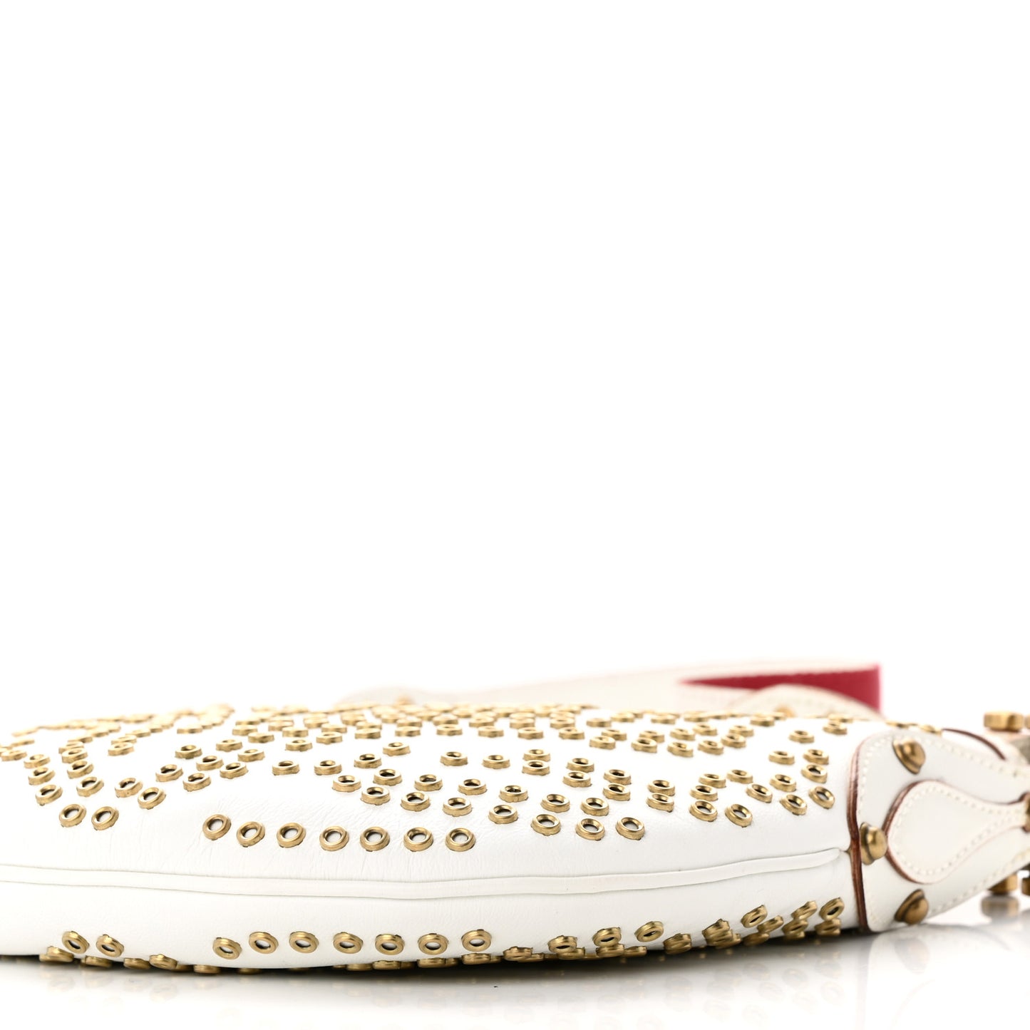 Calfskin Studded Small Pelham Shoulder Bag White